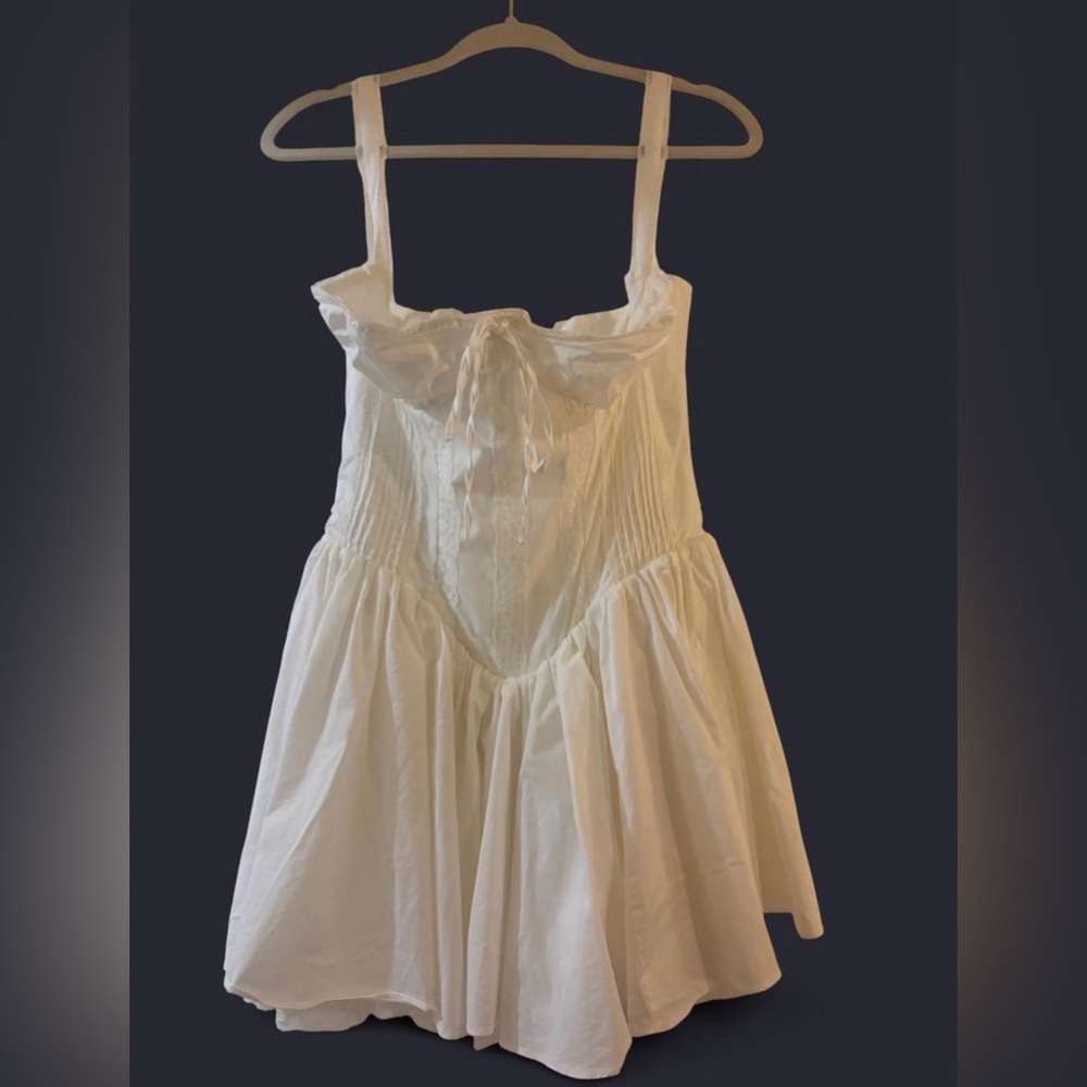 House of CB White Cotton Mini Dress with Corset Bodice